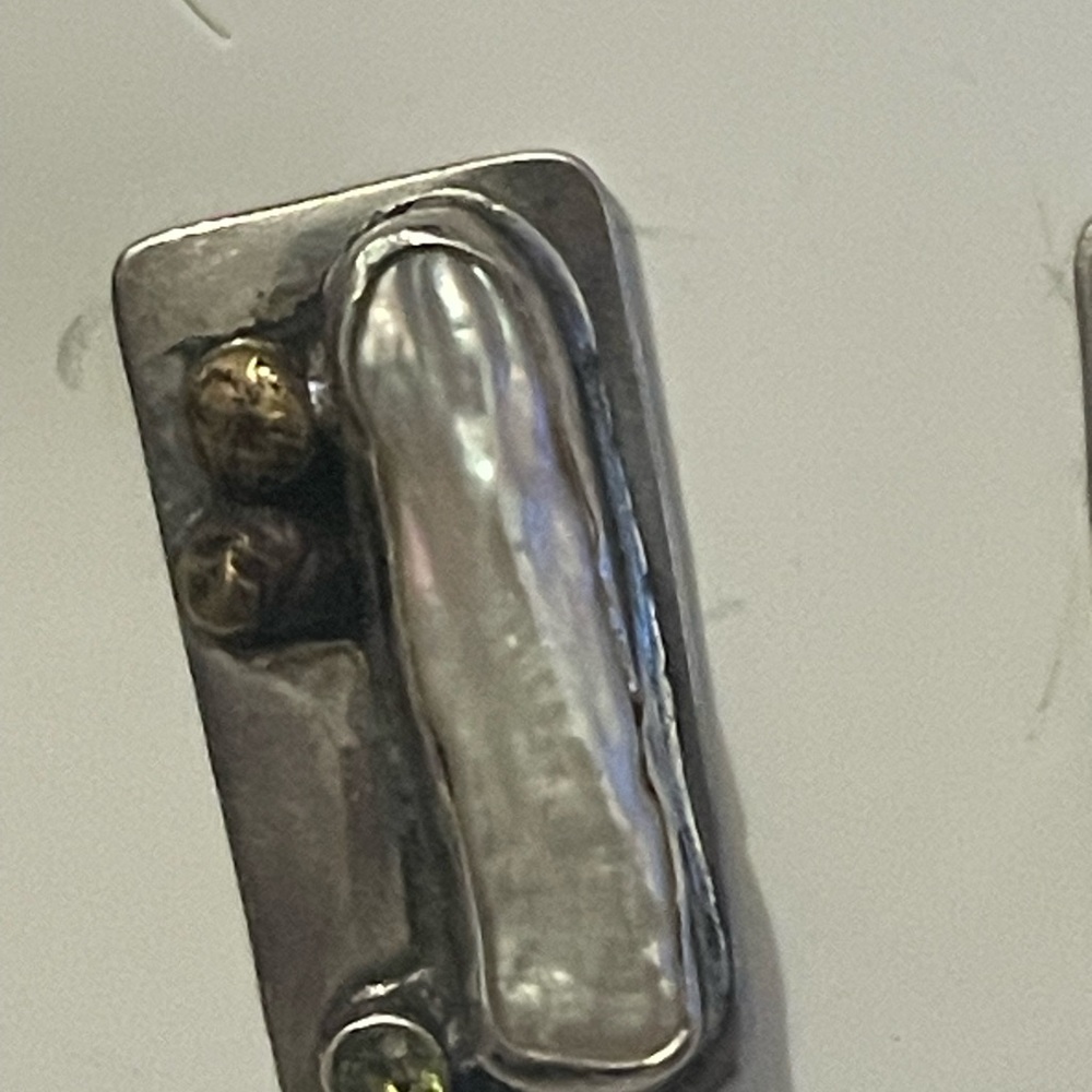 Sterling And Pearl Rectangular Earrings - image 2